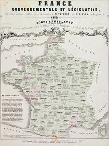 Governmental and Legislative Map of France, printed by Ledoyen and Giret, Paris